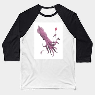 Giant Squid with Cake and Balloon - Happy Birthday Baseball T-Shirt